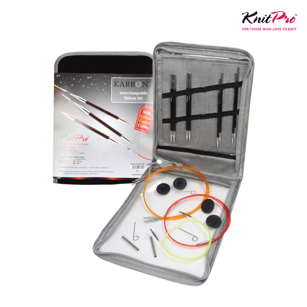KnitPro dubbele puntige breinaaldenset, Karbonz, 15 cm, Set van 5
